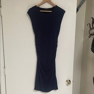 Banana Republic Navy Midnight Blue Ruched Sleeveless Dress M